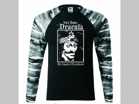 Vlad Tepes Dracula - The Legend of Transylvania  pánske tričko (nie mikina!!) s dlhými rukávmi vo farbe " metro " čiernobiely maskáč